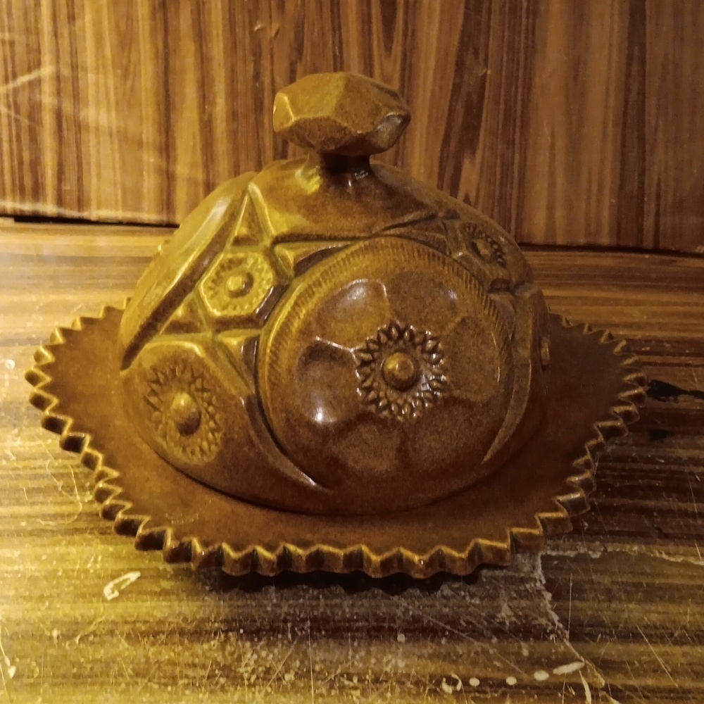 Vintage brown 1970s butter dish farmhouse
